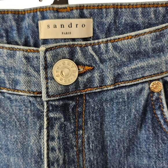 Sandro Paris Womens 5 Pocket Stretch Jeans, Blue, Denim, Mid Rise, Size 36/ US 4 - Picture 8 of 11